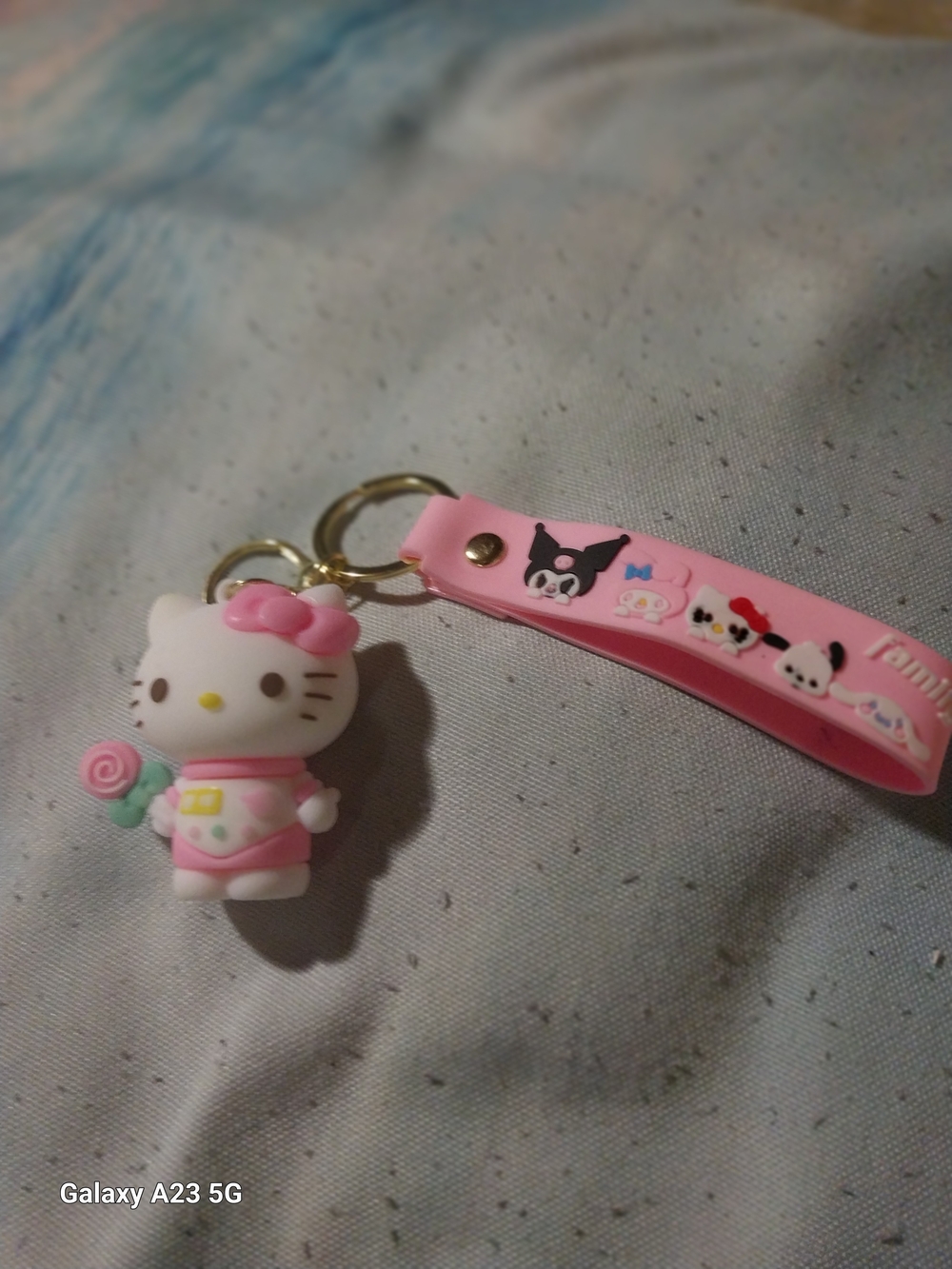 Sanrio Hello Kitty Pink Silicone Strap Keychain with Character Charm